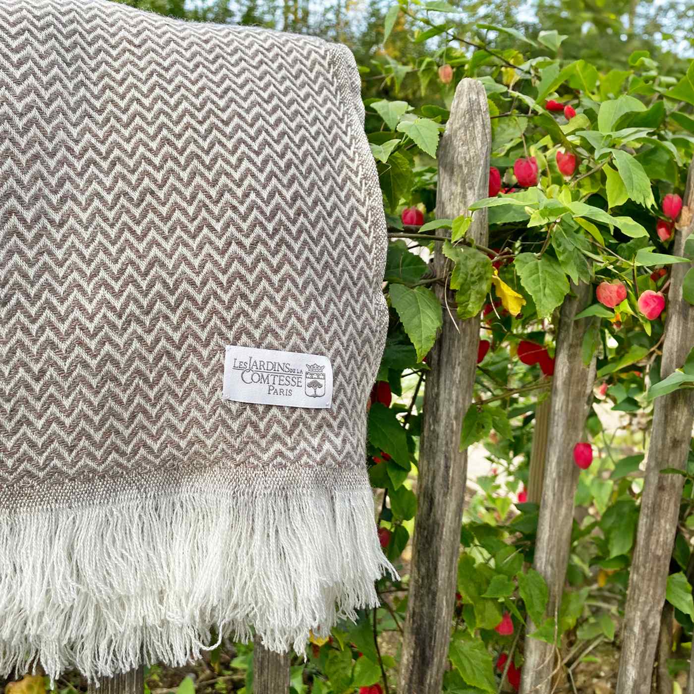 Estola / pashmina de Mujer de cachemira y lana Marrón Glacé de espiguilla