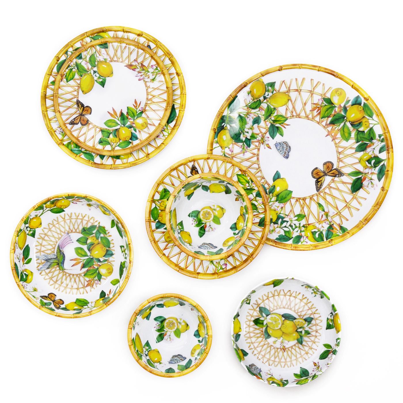 Plato de postre de melamina con limones - Ø 23 cm