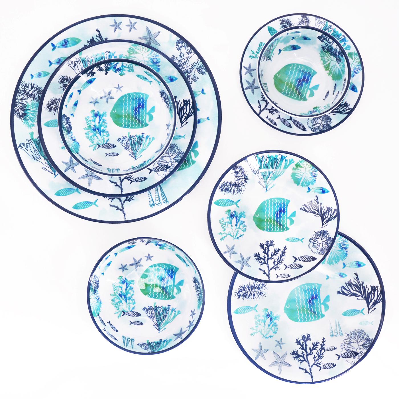 Plato llano de melamina diseño marino - Ø 26,5 cm