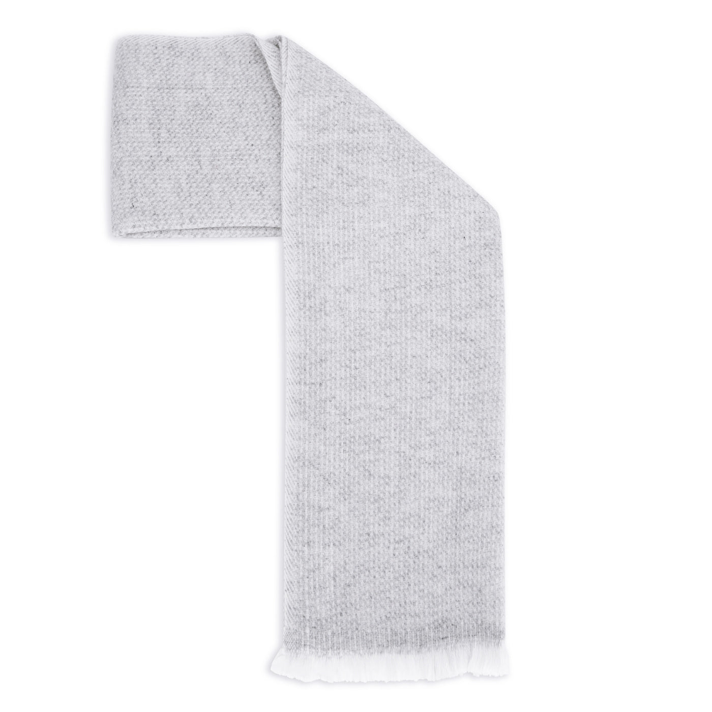 Bufanda de cachemira y lana para hombre y mujer 40 x 190 cm - Gris plata / Blanco