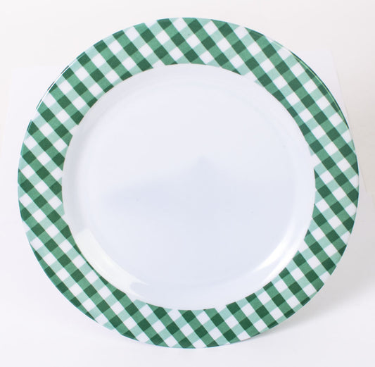 Plato en melamina vichy verde