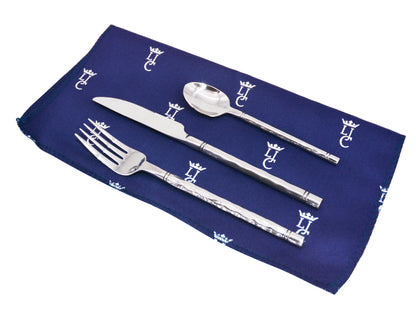 Cesta picnic de mimbre y cuero azul – 4 personas