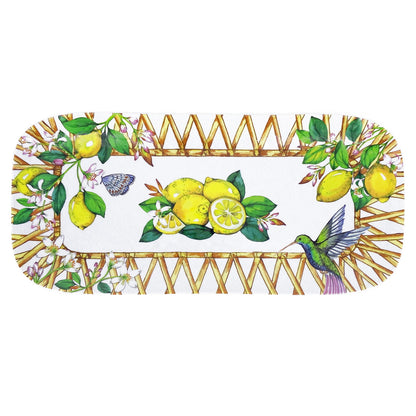 Plato de servicio rectangular de melamina con limones - 37,5 x 17 cm
