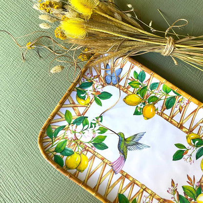 Bandeja rectangular de melamina con limones - 45 x 32 cm