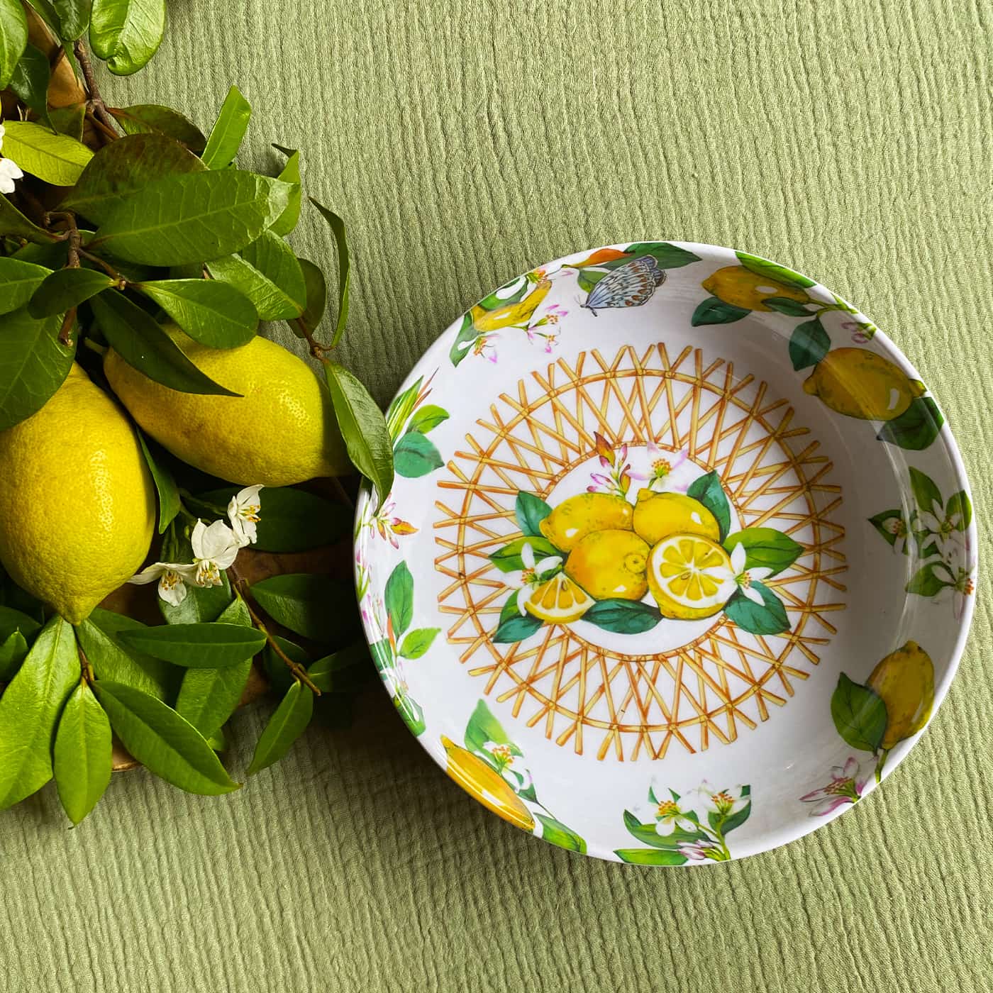 Plato hondo de melamina con limones - Ø 20 cm