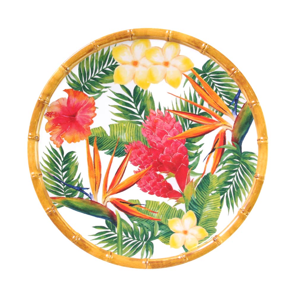 Plato de postre de melamina con flores - Ø 23 cm