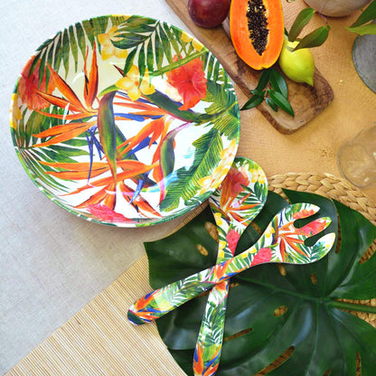 Ensaladera grande de melamina con flores - Ø 31 cm