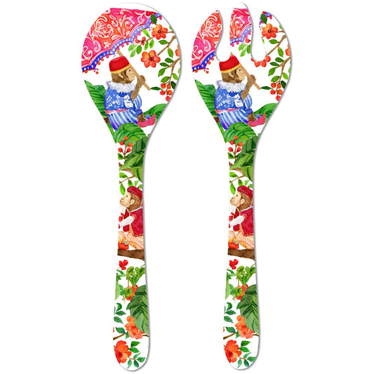 Servidores para ensaladas de melamina con monos - 25 cm