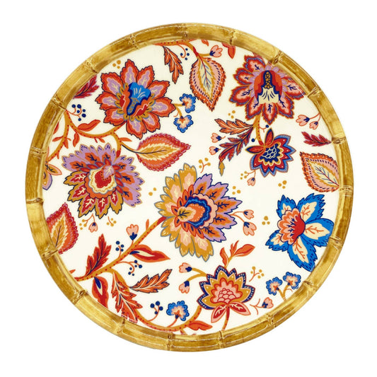 Plato de postre pequeño de melamina con flores indias - Ø 23 cm