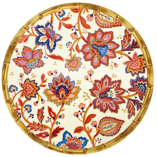 Plato grande de melamina con flores indias - Ø 28 cm
