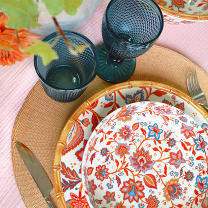 Plato hondo de melamina con flores indias - Ø 20 cm