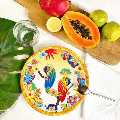Plato de postre de melamina con loros - Ø 23 cm