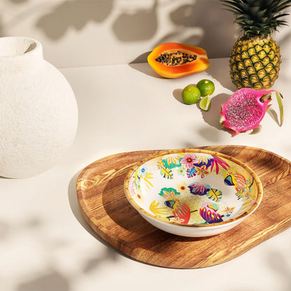 Plato hondo grande de melamina para pasta con loros - Ø 23 cm