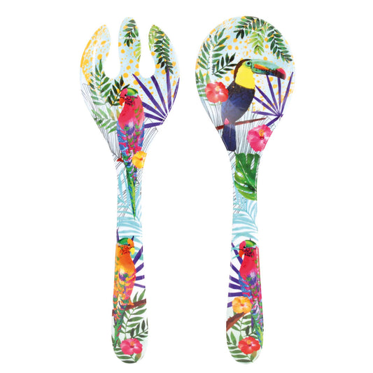 Servidores para ensaladas de melamina con tucanes - 25 cm