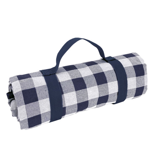 Manta picnic impermeable cuadros azules y blancos