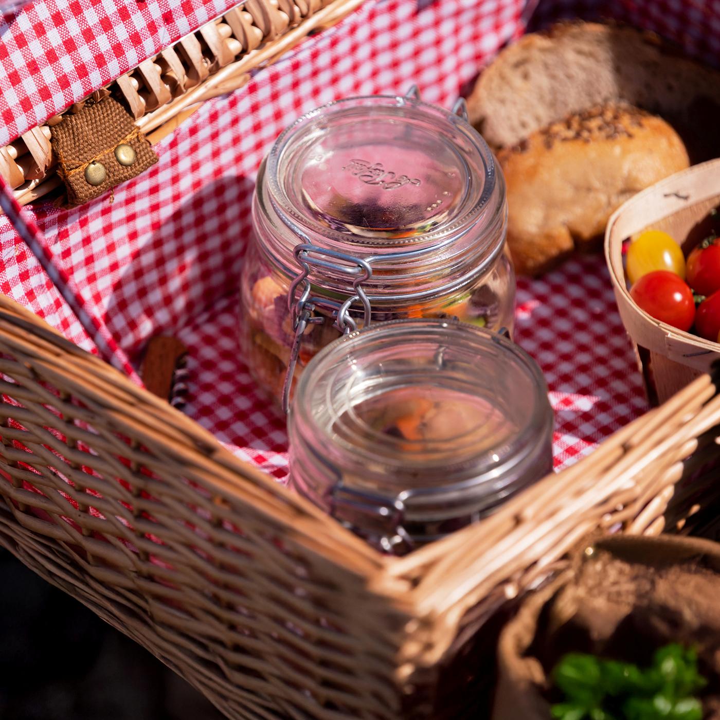 Cesta picnic Solo - Vichy rojo - 1 persona