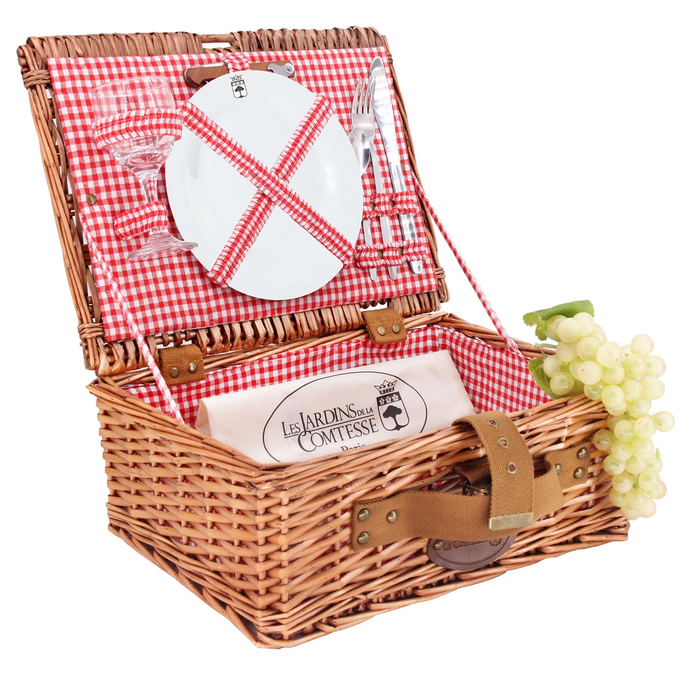 Cesta picnic Solo - Vichy rojo - 1 persona