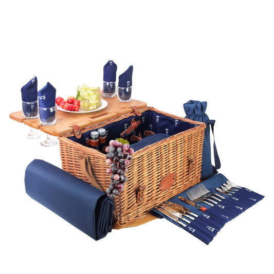 Cesta picnic de cuero Saint-Honoré azul - 4 personas