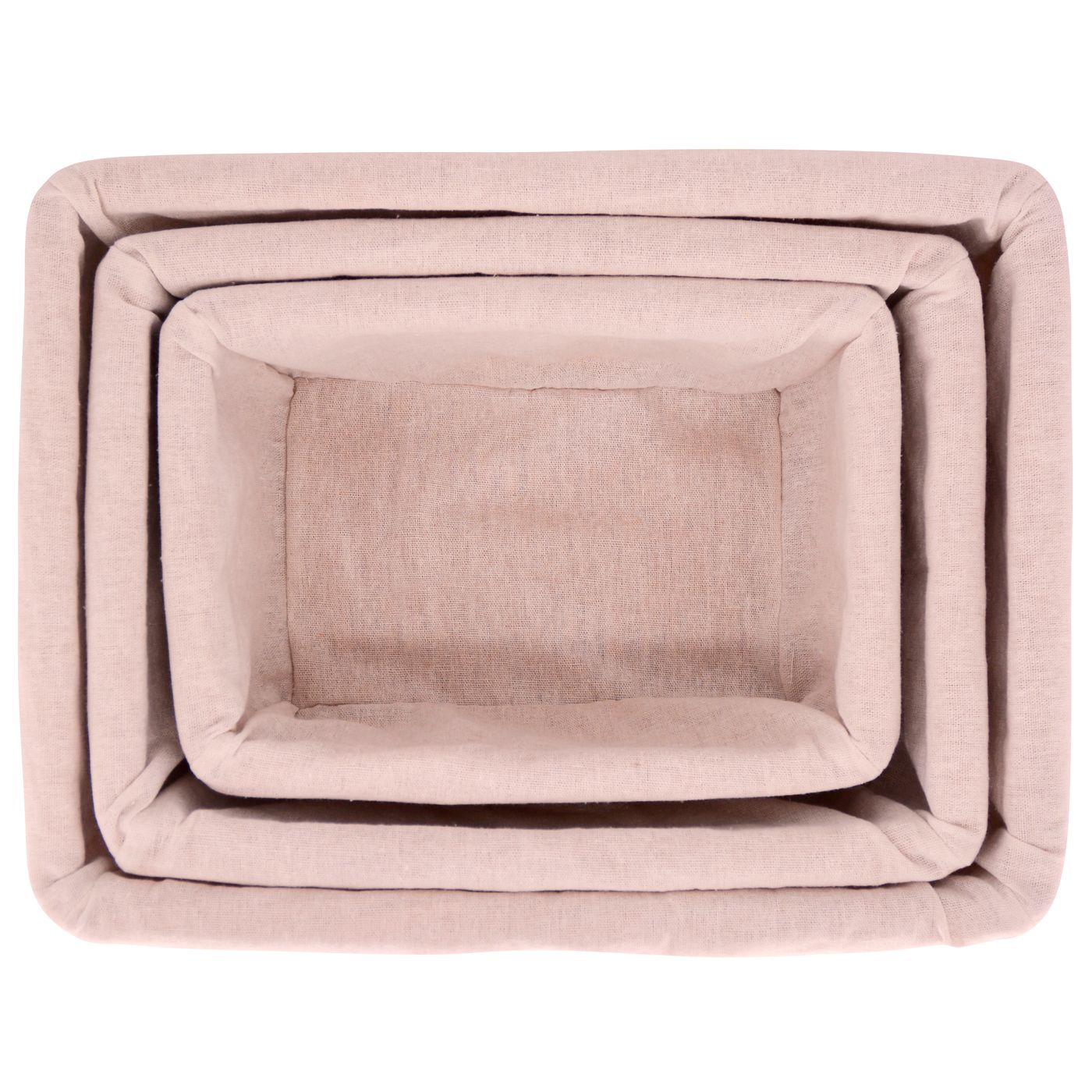 Lote de 3 cestas de almacenamiento de mimbre - Tela beige