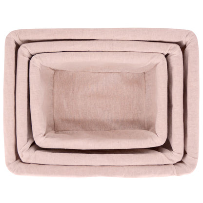 Lote de 3 cestas de almacenamiento de mimbre - Tela beige