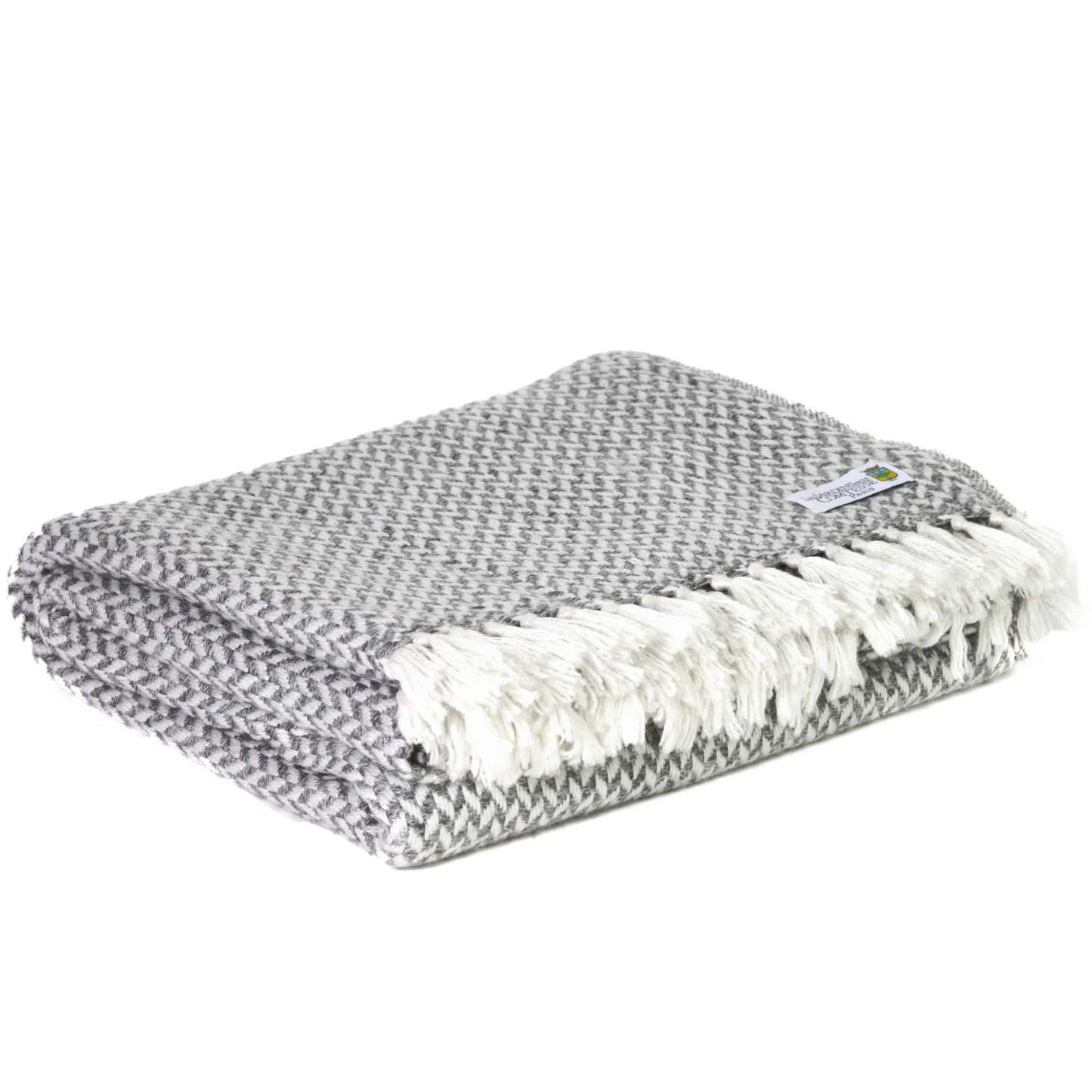 Manta confort de cachemir y lana con pequeño diseño de espiguilla : Gris Ratón - 130 x 230 cm
