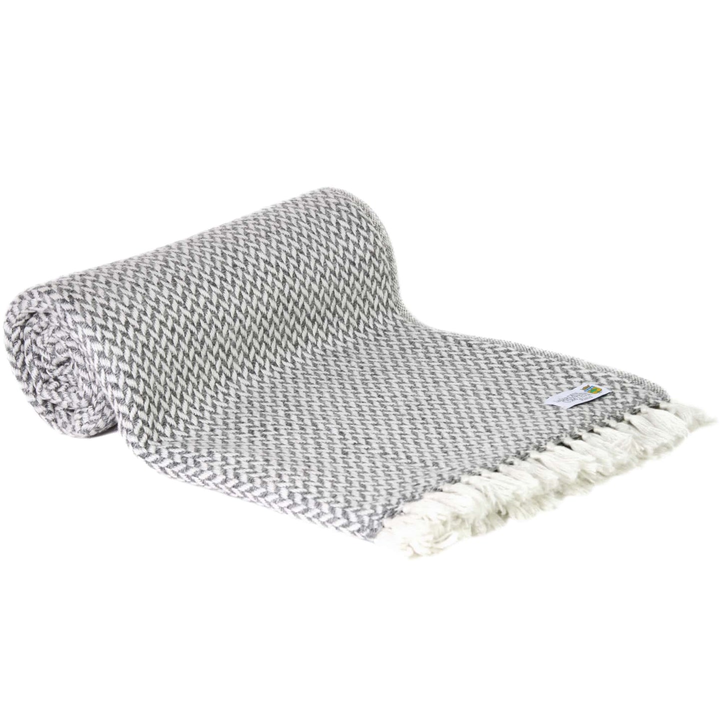 Manta confort de cachemir y lana con pequeño diseño de espiguilla : Gris Ratón - 130 x 230 cm