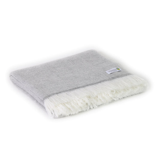 Manta ligera de cachemir y lana con grande diseño de espiguilla : Gris Ratón - 130 x 230 cm