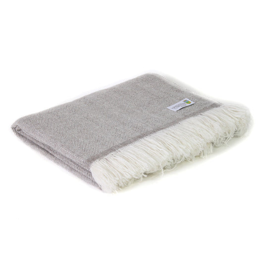 Manta ligera de cachemir y lana con grande diseño de espiguilla : Marrón Glacé - 130 x 230 cm
