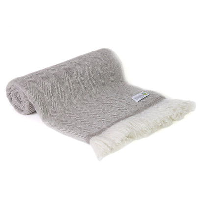 Manta ligera de cachemir y lana con grande diseño de espiguilla : Marrón Glacé - 130 x 230 cm
