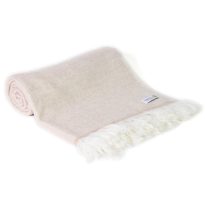 Manta ligera de cachemir y lana con grande diseño de espiguilla : Camel - 130 x 230 cm
