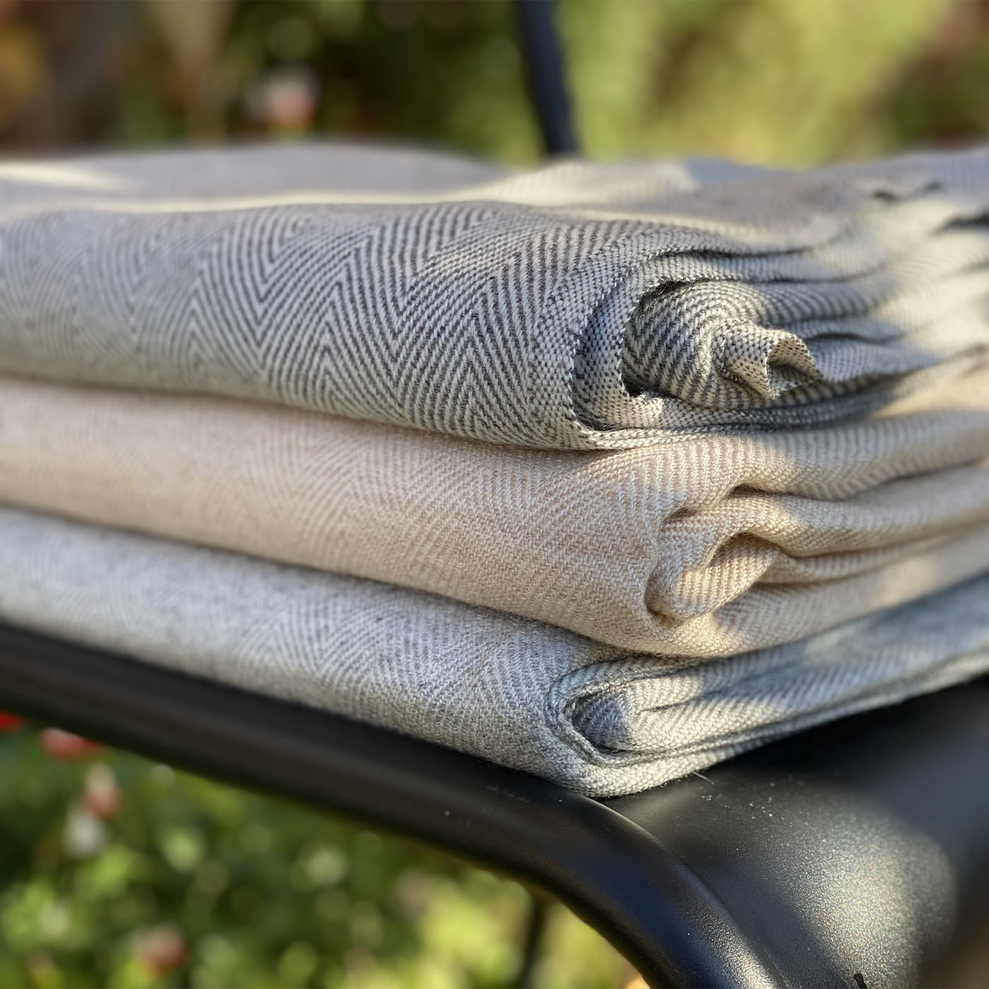 Manta ligera de cachemir y lana con grande diseño de espiguilla : Gris Antracita - 130 x 230 cm