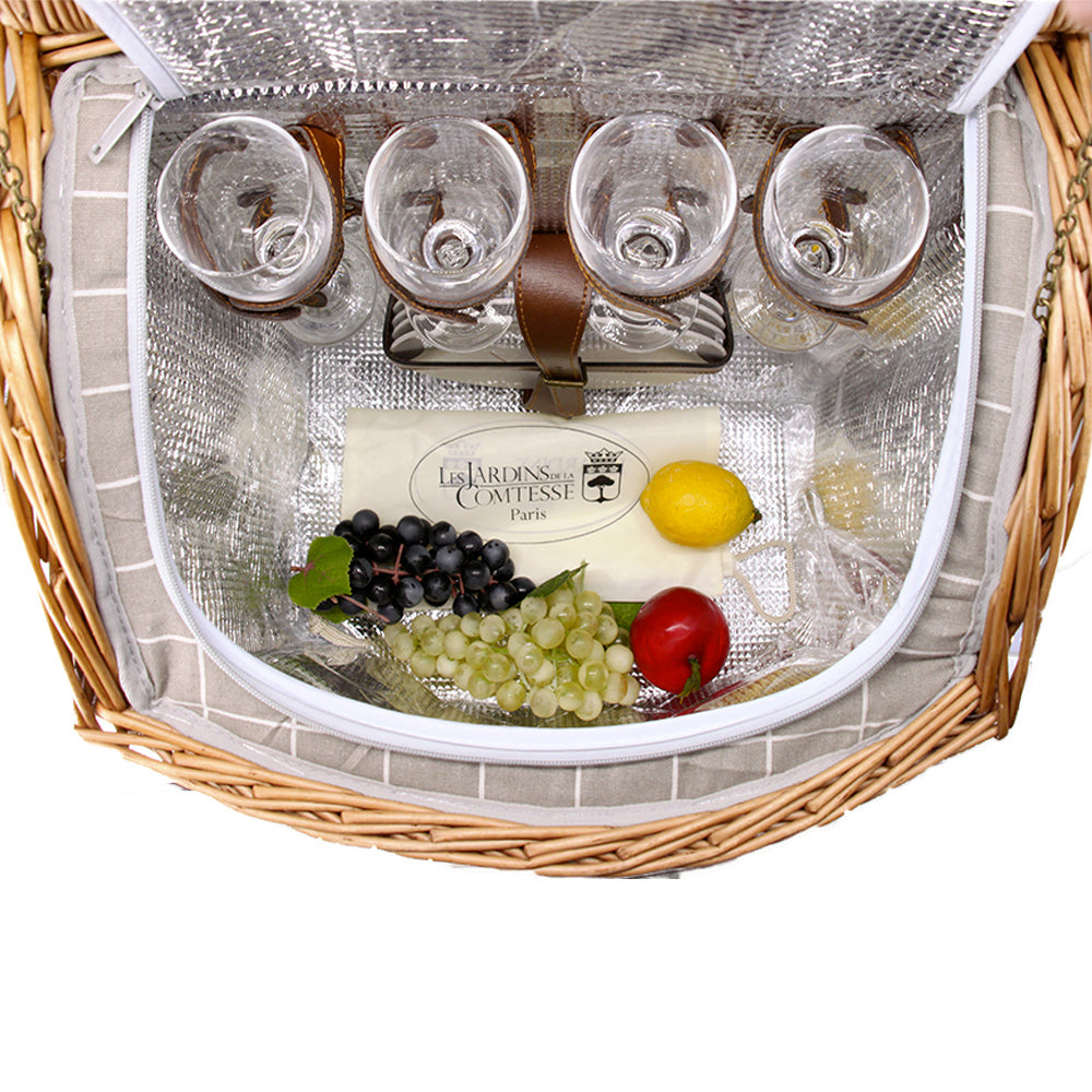 Cesta picnic con ruedas tela gris Concorde - 4 personas