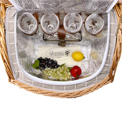 Cesta picnic con ruedas tela gris Concorde - 4 personas