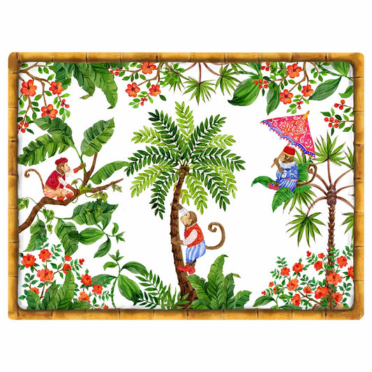 Plato hondo de pura melamina decorado con monos de bali 20 cm Singes de  bali