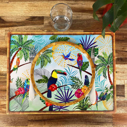 Mantel individual (40 x 30 cm) set de 6 - tema Tucanes de Rio