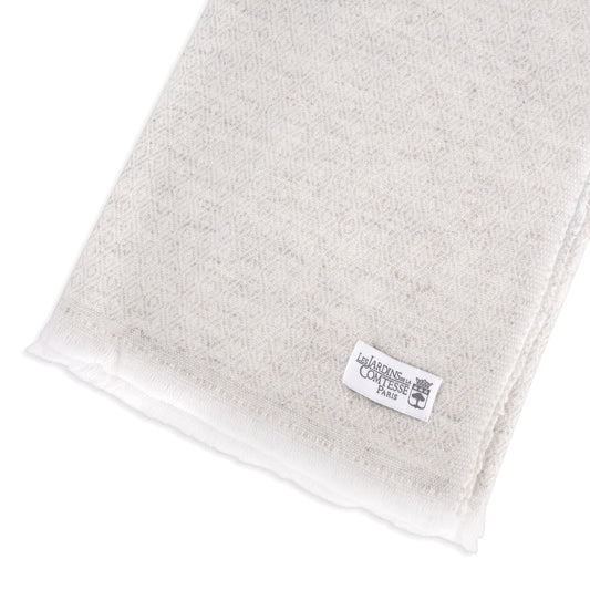 Estola / pashmina de mujer de cachemira y lana Beige Almendra estampado diamante