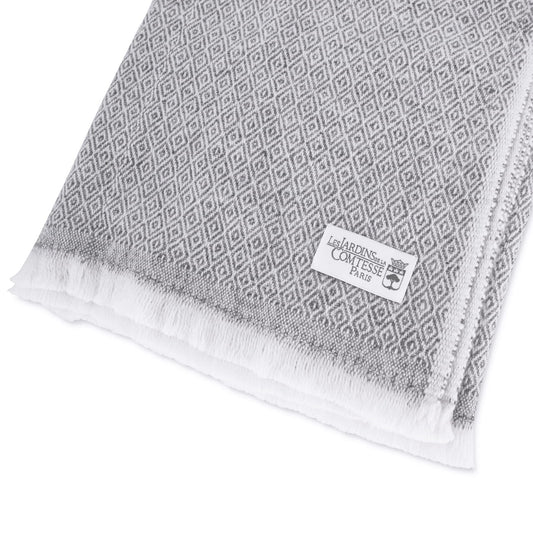 Estola / pashmina de mujer de cachemira y lana Gris Antracita estampado diamante