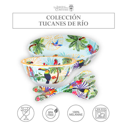 Servidores para ensaladas de melamina con tucanes - 25 cm