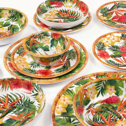 Bandeja de melamina con asas y diseño de flores - 50 x 36 x 5 cm