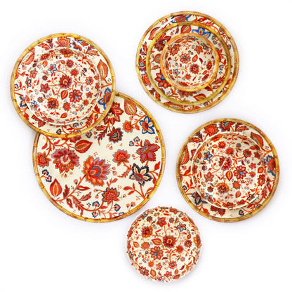 Plato grande de melamina con flores indias - Ø 28 cm