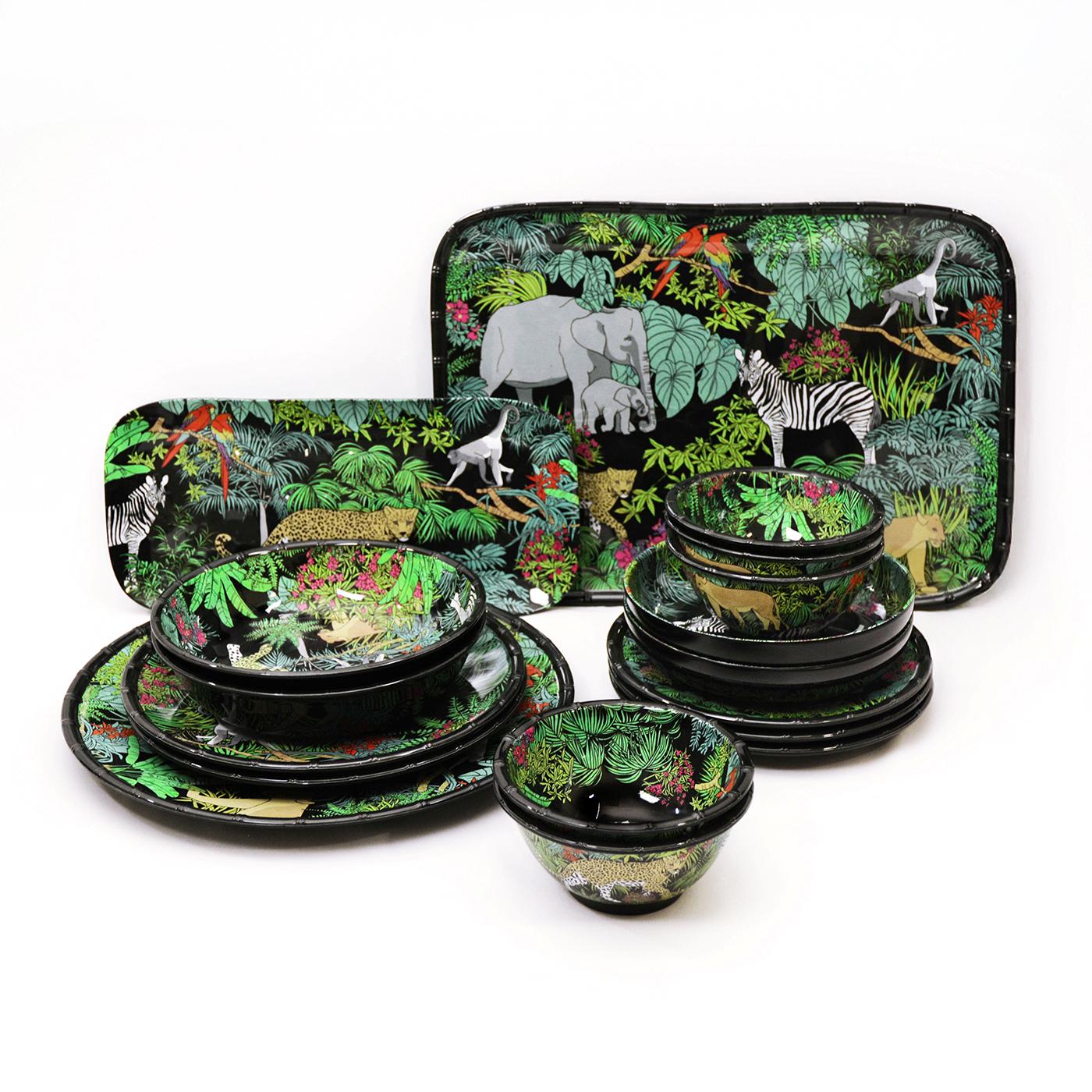 Plato de presentacion redondo - contorno: efecto bambú - Melamina pura - 35,5 cm - Jungle