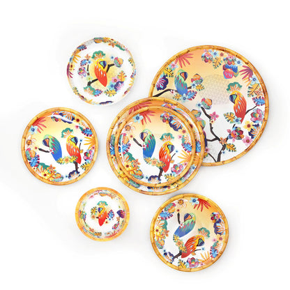 Plato llano de melamina con loros - Ø 28 cm