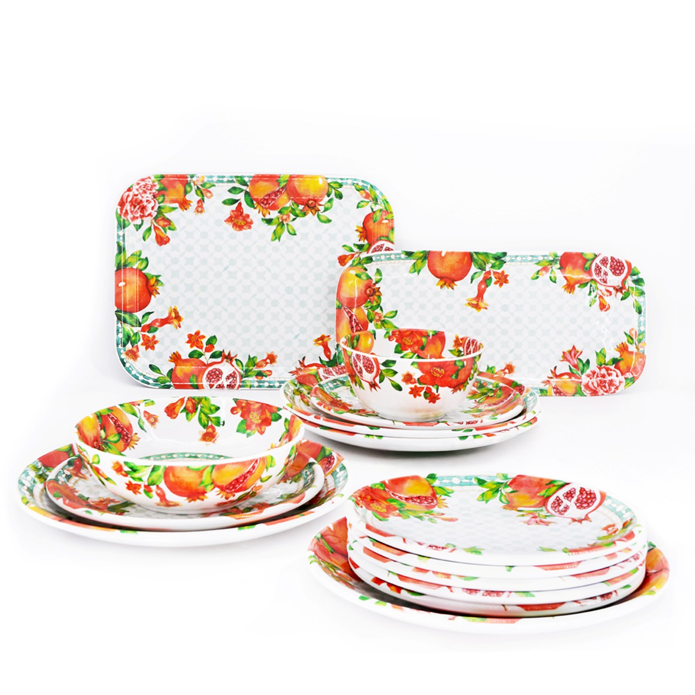 Bandeja grande en melamina con asas granada - 50 x 36 x 5 cm