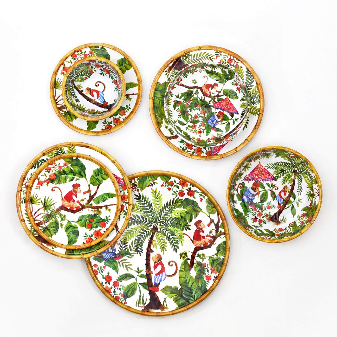 Plato de postre de melamina con monos - Ø 23 cm