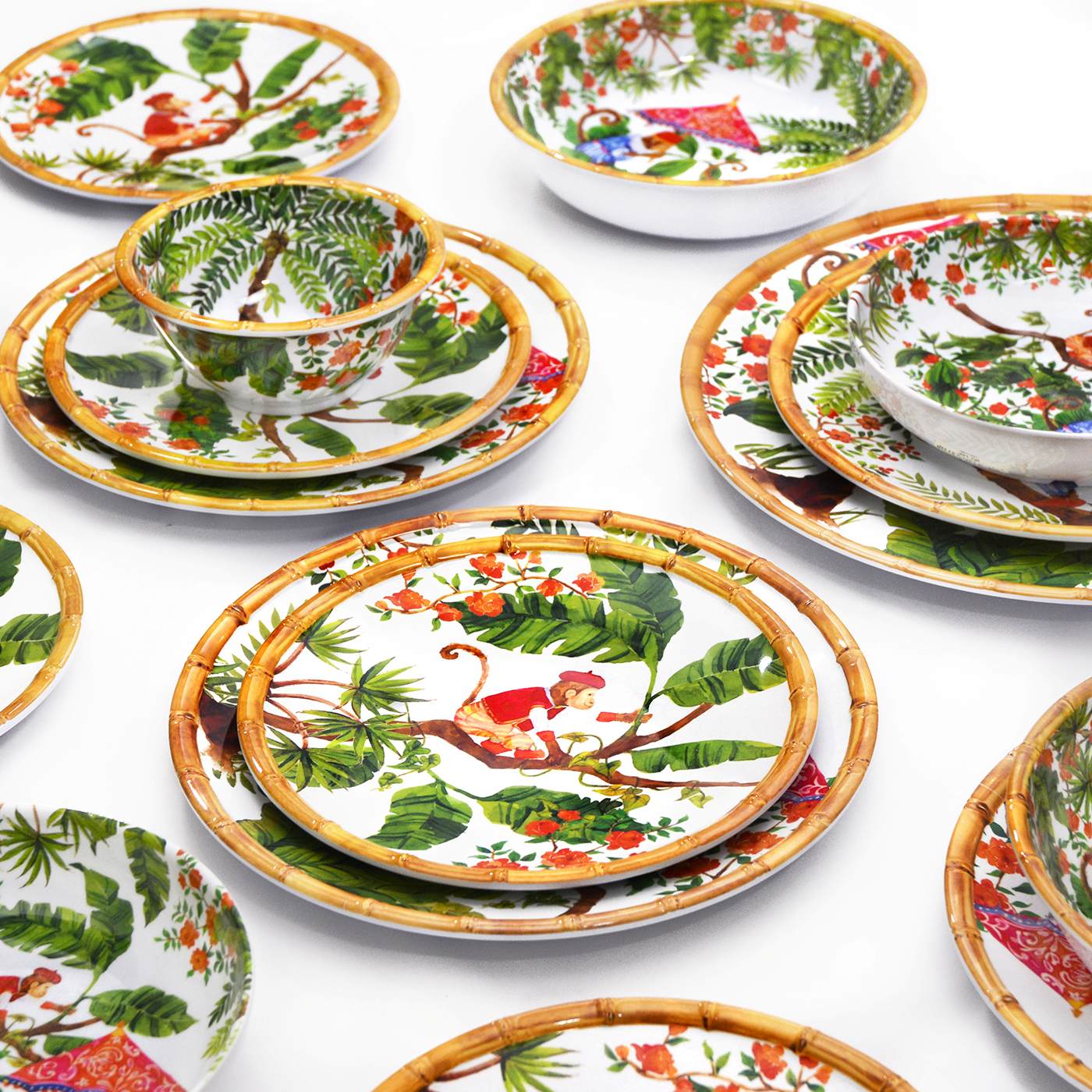 Plato hondo de melamina con monos - Ø 20 cm