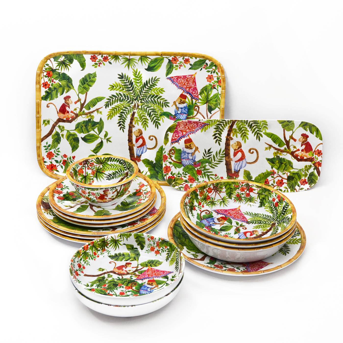 Plato hondo de melamina con monos - Ø 20 cm