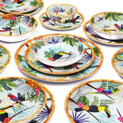 Plato hondo grande de melamina para pasta con tucanes - Ø 23 cm