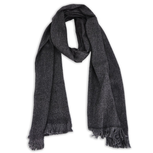 Bufanda de Cachemira y Lana para Hombre y Mujer 40 x 190 cm - Gris Carbón / Gris Ratón