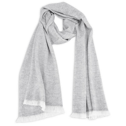 Bufanda de cachemira y lana para hombre y mujer 40 x 190 cm - Gris plata / Blanco